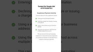 What Is suspicious payment activity Issue in Google Ads?