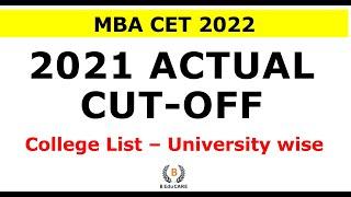 2021 MBA CET Actual Cut-offs | MBA CET College List