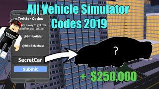 VEHICLE SIMULATOR ALL WORKING CODES 2019 (SEPTEMBER)