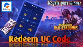 How to redeem pubg UC code in midasbuy NEW update and Royal pass winner name