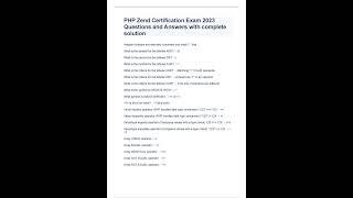 PHP Zend Certification Exam 2023 Questions and Answers with complete solution