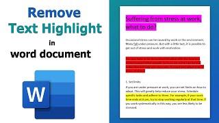 How to remove highlights from a word document | Delete text highlight using Microsoft Word  2021