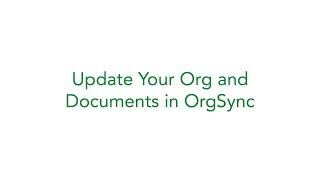 Update Your Org and Documents in OrgSync