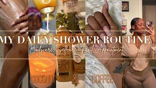 MY MELANIN SHOWER ROUTINE- COCONUT, COFFEE, & VANILLA SCENTED + NAIL APPOINTMENT