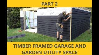 Timber frame garage and garden utility space. PART 2 (fixing feather edge cladding)