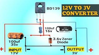 12V TO 3V DC CONVERTER CIRCUIT !  DC TO DC CONVERTER !