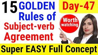 Subject Verb Agreement - 15 Golden Rules, Basic English grammar Day47