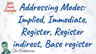 [COA 63] Addressing Modes: Implied, Immediate, Register, Register indirect, Base register