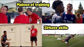 Kobbie Mainoo visits Man United training today, Zirkzee showing skills