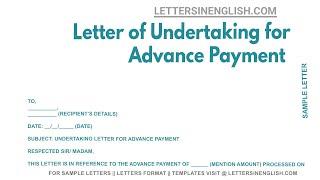 Letter Of Undertaking For Advance Payment - Sample Undertaking Letter Regarding Advance Payment