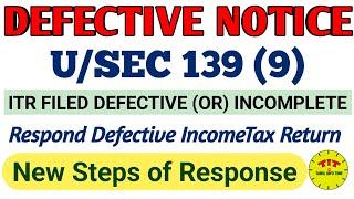 Defective return notice u/s139 (9) A.Y 2024-25 | How to file Itr for Defective notice us 139 (9)