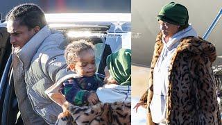 Rihanna & ASAP Rocky Board Private Jet As They Fly Out Of Aspen