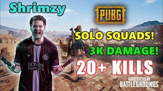 Soniqs Shrimzy - 20+ KILLS (3K DAMAGE) - SOLO SQUADS! - PUBG