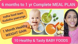 6 months to 1 yr BABY MEAL PLAN | 10 Healthy & Tasty Baby Food | Complete Meal Plan for Babies |