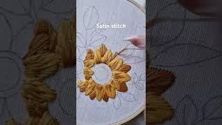 Satin stitch sunflower embroidery #embroidery #handmade #stitch #art #handembroidery #craft #needle