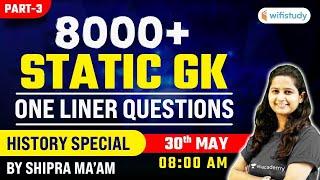 SSC and Railway Exams | Marathon Session by Shipra Chauhan | 8000+ Static GK One Liner Ques (Part-3)