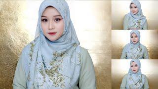 5 Simple Quadrangular Hijab Tutorials Premium Motif Covering the Chest || Hijab Style Current Trends