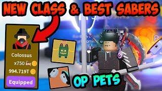 GETTING THE *NEW* CLASS AND BEST SABERS! OP PETS! - Roblox Saber Simulator