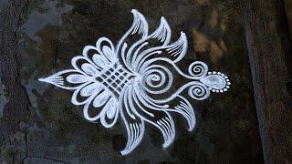 Apartment rangoli for beginners/Kutty Kutty kolam/Beginners rangoli designs