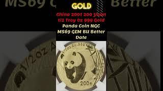 China 2001 200 Yuan 12 Troy Oz 999 Gold Panda Coin NGC MS69 GEM BU Better Date