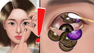 ASMR Removal of many contact lenses from the eye Animation, oshi no ko