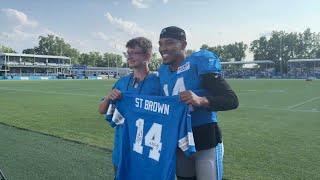 Amon-Ra St. Brown surprises teen who saved woman from car in water while wearing his jersey