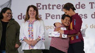 Entrega de tarjetas Pensiones Bienestar. Xochitepec, Morelos