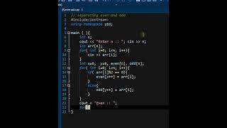 Seperate Even and Odd number in array in C++,  #shorts , #coding #array