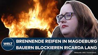 BAUERNPROTESTE: Buh-Rufe! – Landwirte blockieren Grünen-Chefin Ricarda Lang mit Feuern in Magdeburg