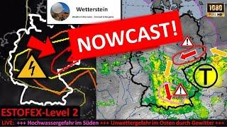 NOWCAST: #Unwettergefahr am Samstag: Gewitter mit hohen Regensummen - #Hochwassergefahr im Süden