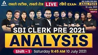 SBI CLERK PRE Exam Analysis 2021 | Live 9:45 AM 10th July #Adda247