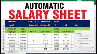 How TO Make salary sheet in excel with formula advance Formula