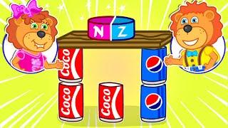 Leo Makes Amazing Science Experiments with Magnets | Lion Family | Cartoon for Kids1