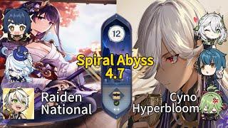 Raiden National & Cyno Hyperbloom | Spiral Abyss 4.7 | Genshin Impact
