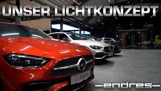 Einzigartiges Lichtkonzept mit LED-Lichtdecke im Mercedes-Benz Endres Showroom