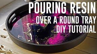 Decorative wooden tray Resin pour DIY + TUTORIAL