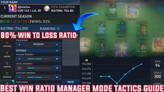  MATCHES 80% WIN/LOSS RATIO | BEST MANAGER MODE TACTICS & FORMATION GUIDE IN FIFA MOBILE 23