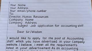 How to write job application letter (Accounting staff).