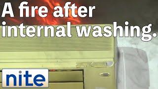 【nite-ps】Air conditioner:4.A fire caused by washing liquid splashed over internal components