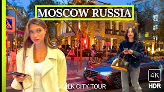 Evening Life Russian Girls the City Walk Exploring Moscow City Tour 4K HDR