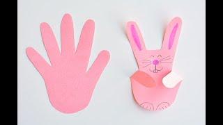 Paper Handprint Bunnies | Easy Easter Craft Using Construction Paper