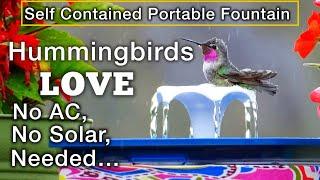 Hummingbird FOUNTAIN Attracts Hummingbirds *NO Sun Solar AC Needed PORTABLE Birdbath Garden or Patio