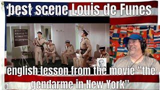 best scene Louis de Funes - english lesson from the movie "the gendarme in New York" - REACTION