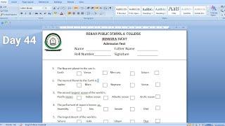 How to Create Multiple Choice  Question (MCQ,s) Paper in Ms word. | MCQ's Paper Format.