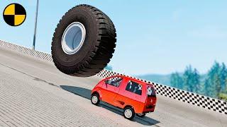 Rolling Wheel vs Cars  BeamNG.Drive