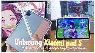 *⁠.⁠UNBOXING Xiaomi Pad 5 (256GB, Grey)+aesthetic accessories & goojodoq pen+ Drawing & Game test