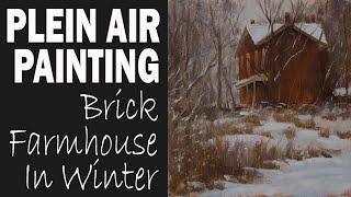 BRICK HOUSE IN WINTER - Plein Air Painting Landscapes