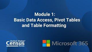 Analyzing Census Data with Excel: Module 1 of 6- Basic Data Access, Pivot Tables and Formatting