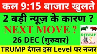 कल 9:15 बाजार खुलते Nifty Prediction For Tomorrow| Banknifty Thursday 26 December Market Prediction