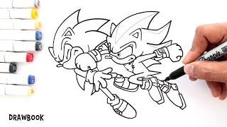 How to Draw SONIC The Hedgehog and SHADOW Fighting suspended in the Air with Markers